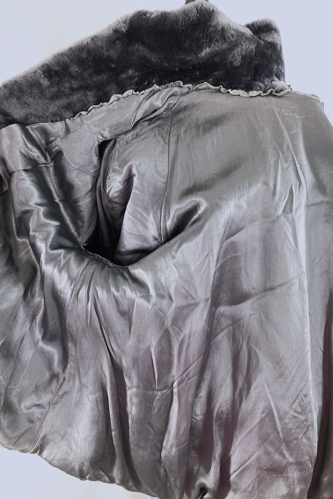 Vintage 1950s Grey Mouton Fur Coat-ThisBlueBird