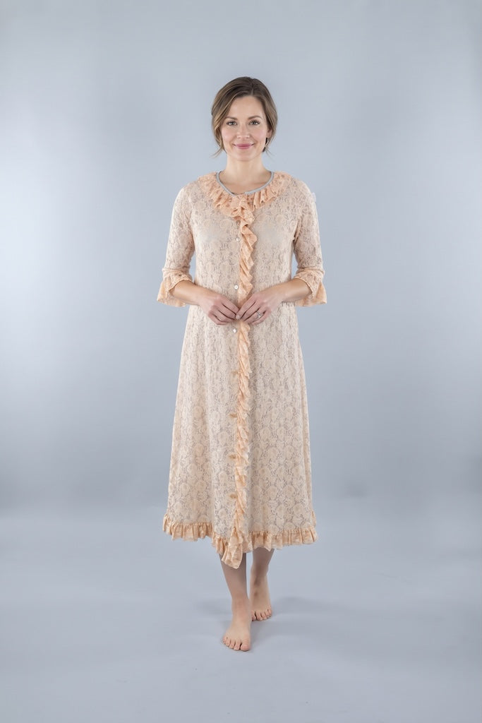 Vintage 1960s Blush Lace Robe-ThisBlueBird