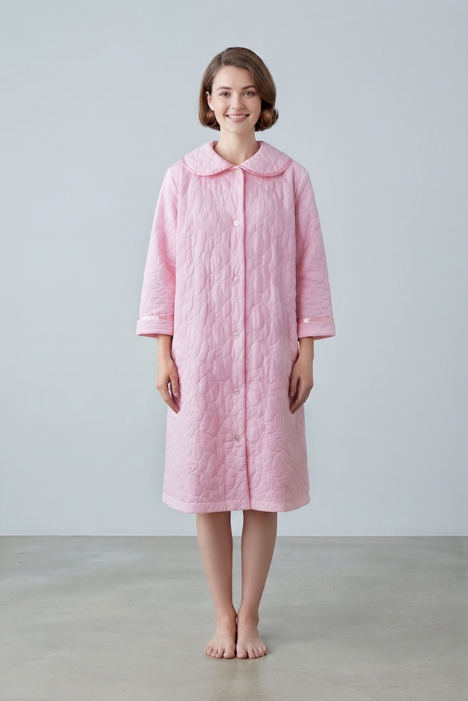 Vintage 1960s Pink Quilted Robe-ThisBlueBird