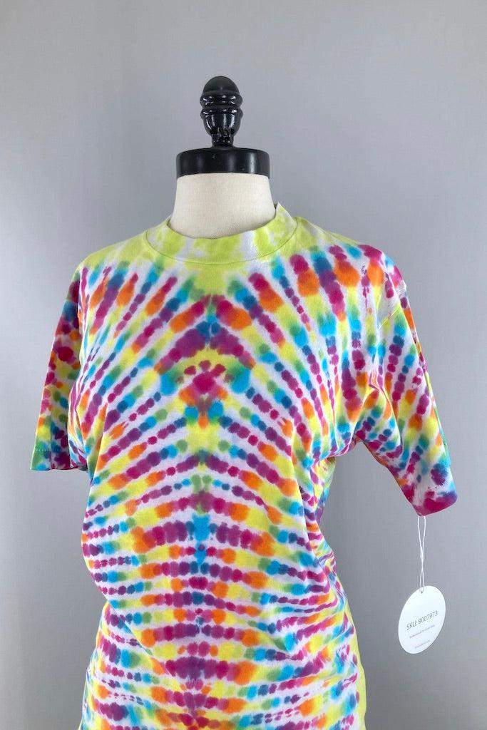 Vintage 1980s Tie Dyed TShirt - Yellow Rainbow-ThisBlueBird