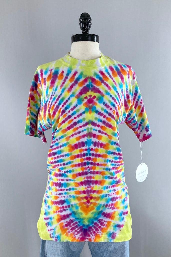 Vintage 1980s Tie Dyed TShirt - Yellow Rainbow-ThisBlueBird