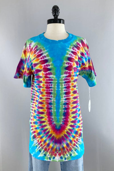 Vintage 1980s Tie Dyed Tee - Blue Wave-ThisBlueBird