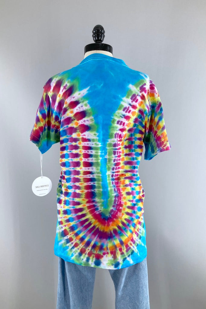 Vintage 1980s Tie Dyed Tee - Blue Wave-ThisBlueBird