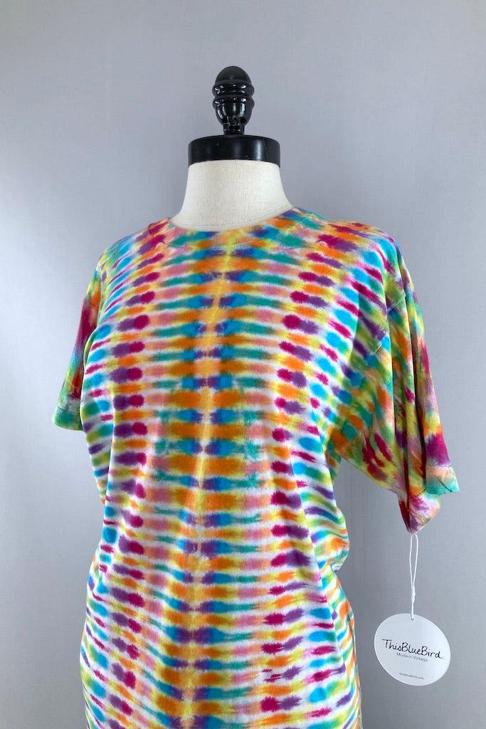 Vintage 1980s Tie Dyed Tee - Orange Rainbow-ThisBlueBird