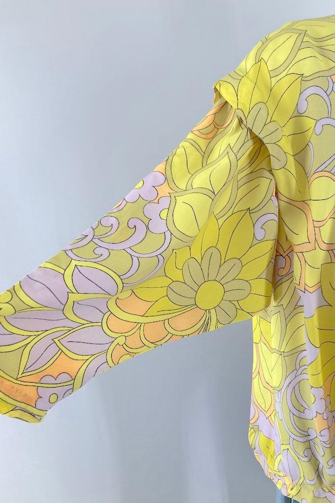 Vintage 60s Mod Yellow Paisley Blouse-ThisBlueBird