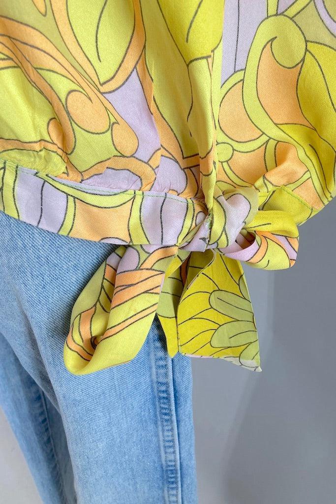 Vintage 60s Mod Yellow Paisley Blouse-ThisBlueBird