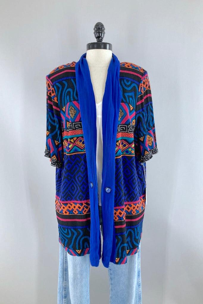 Vintage 80s Abstract Summer Cardigan-ThisBlueBird