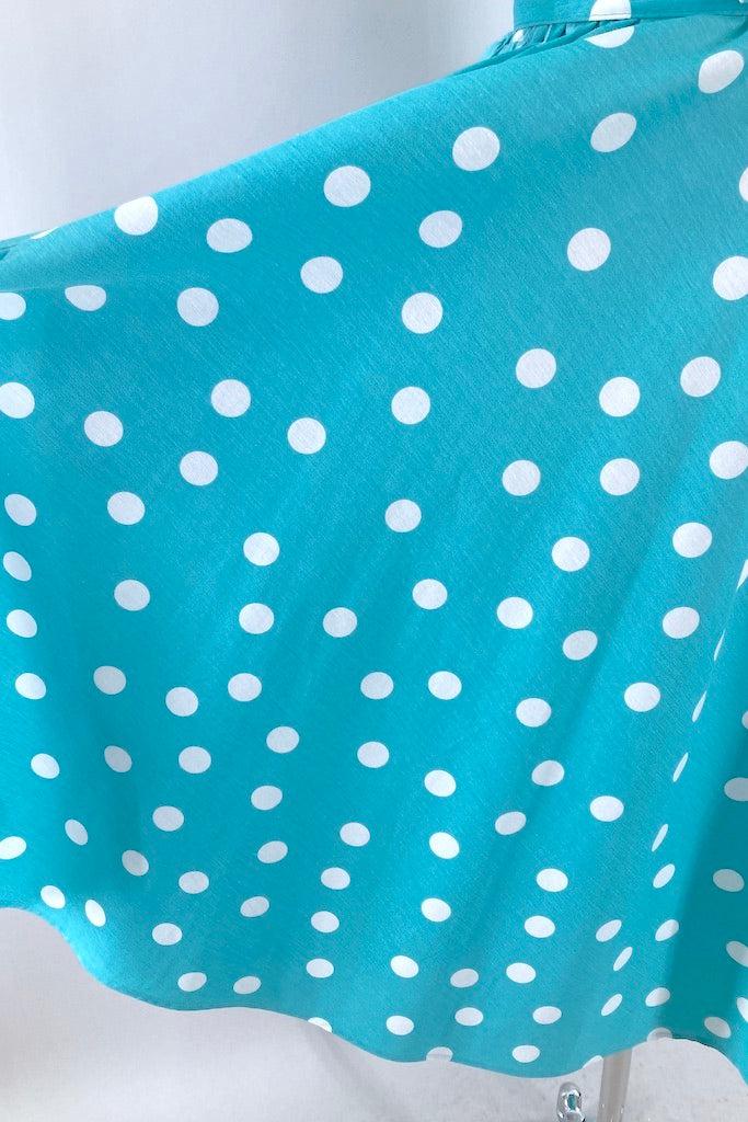 Vintage 80s Aqua Polka Dot Retro Day Dress-ThisBlueBird