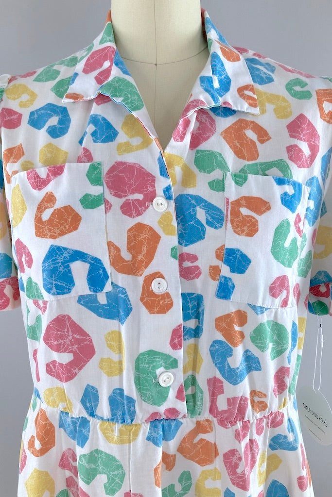 Vintage Abstract Print Day Dress-ThisBlueBird