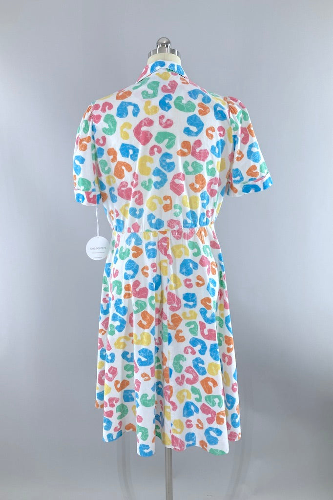 Vintage Abstract Print Day Dress-ThisBlueBird