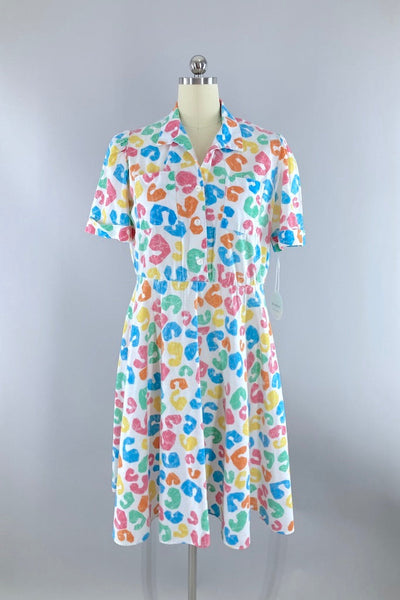 Vintage Abstract Print Day Dress-ThisBlueBird