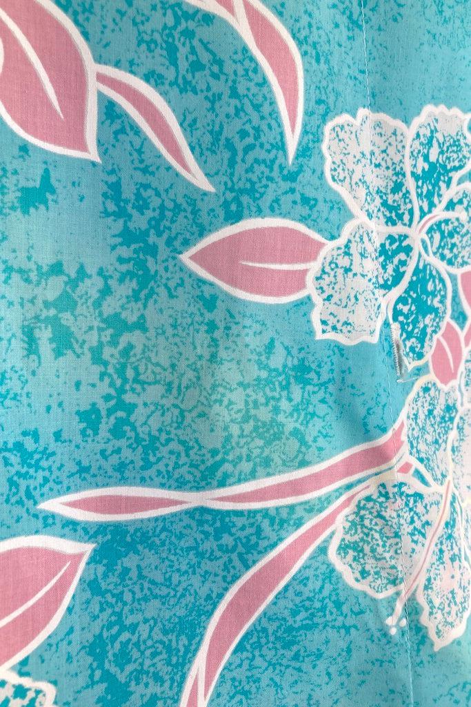 Vintage Aqua Hawaiian Print Tunic-ThisBlueBird
