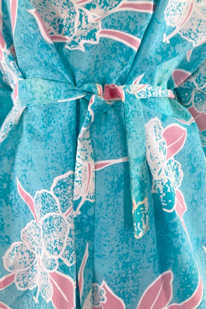 Vintage Aqua Hawaiian Print Tunic-ThisBlueBird