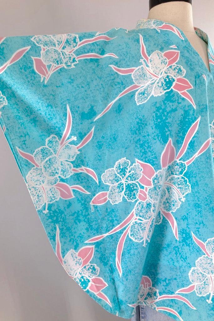 Vintage Aqua Hawaiian Print Tunic-ThisBlueBird