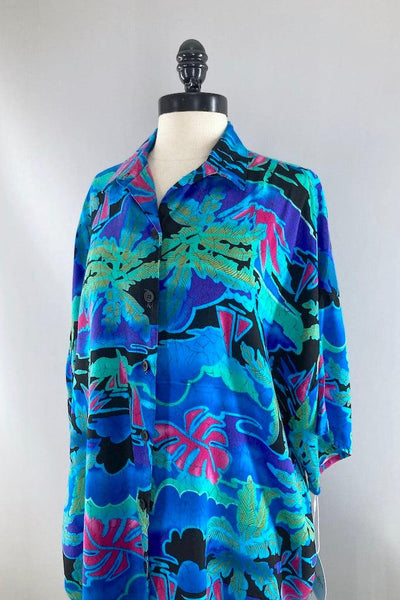 Vintage Batik Palm Print Shirt-ThisBlueBird