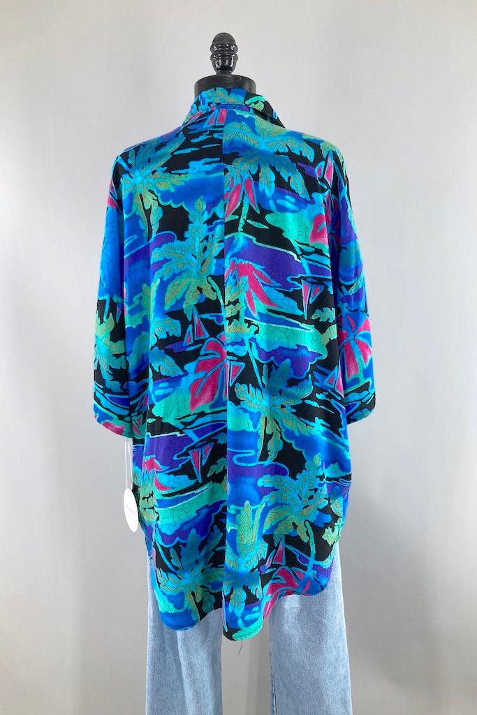 Vintage Batik Palm Print Shirt-ThisBlueBird