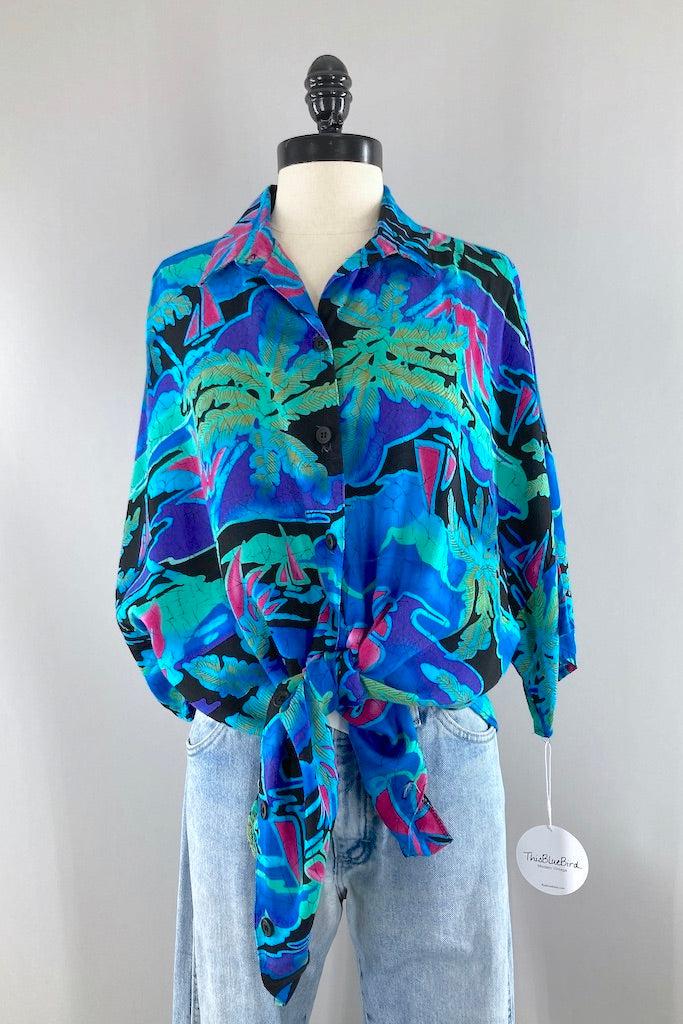Vintage Batik Palm Print Shirt-ThisBlueBird