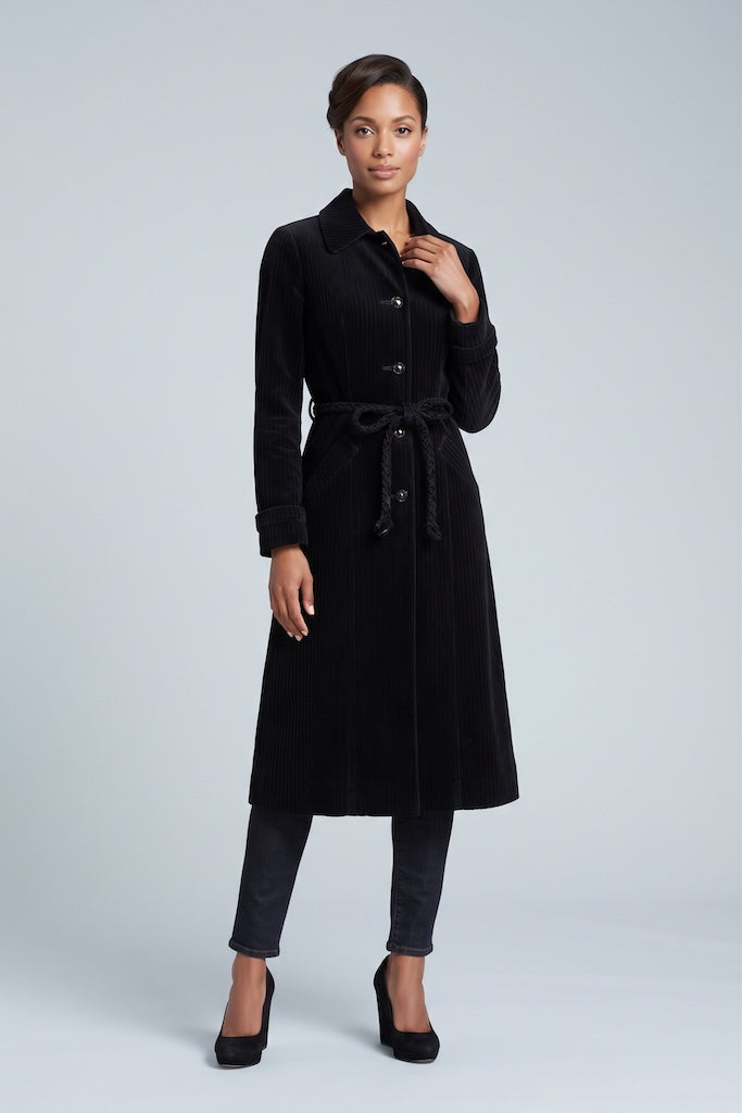 Vintage Black Velvet Coat-Vintage Outerwear-ThisBlueBird