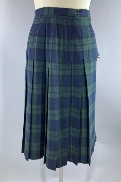 Vintage Black Watch Tartan Wool Kilt Skirt-ThisBlueBird