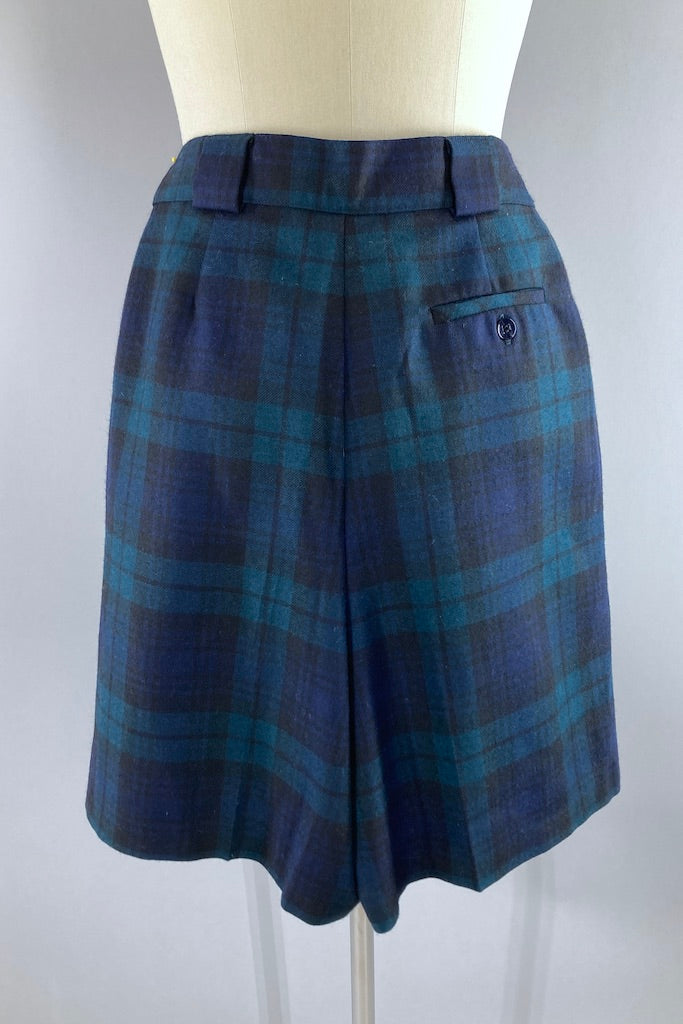 Vintage Black Watch Tartan Wool Shorts-ThisBlueBird