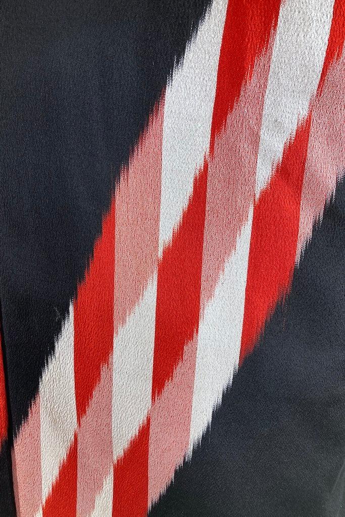 Vintage Black and Red Ikat Silk Kimono-ThisBlueBird