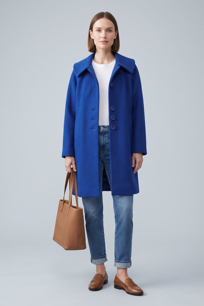 Vintage Blue Cashmere Wool Coat-Vintage Outerwear-ThisBlueBird