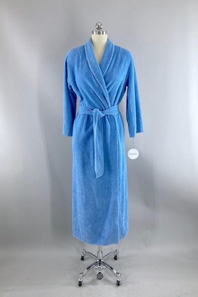 Vintage Blue Chenille Bathrobe-ThisBlueBird