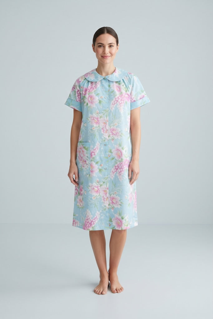 Vintage Blue Floral House Dress-ThisBlueBird