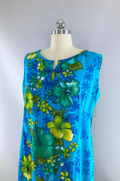 Vintage Blue Hawaiian Togs Maxi Dress-ThisBlueBird