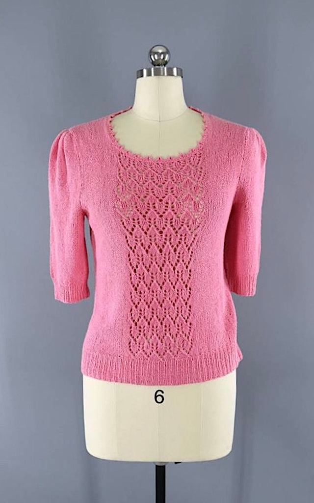 vintage carnation pink sweater thisbluebird