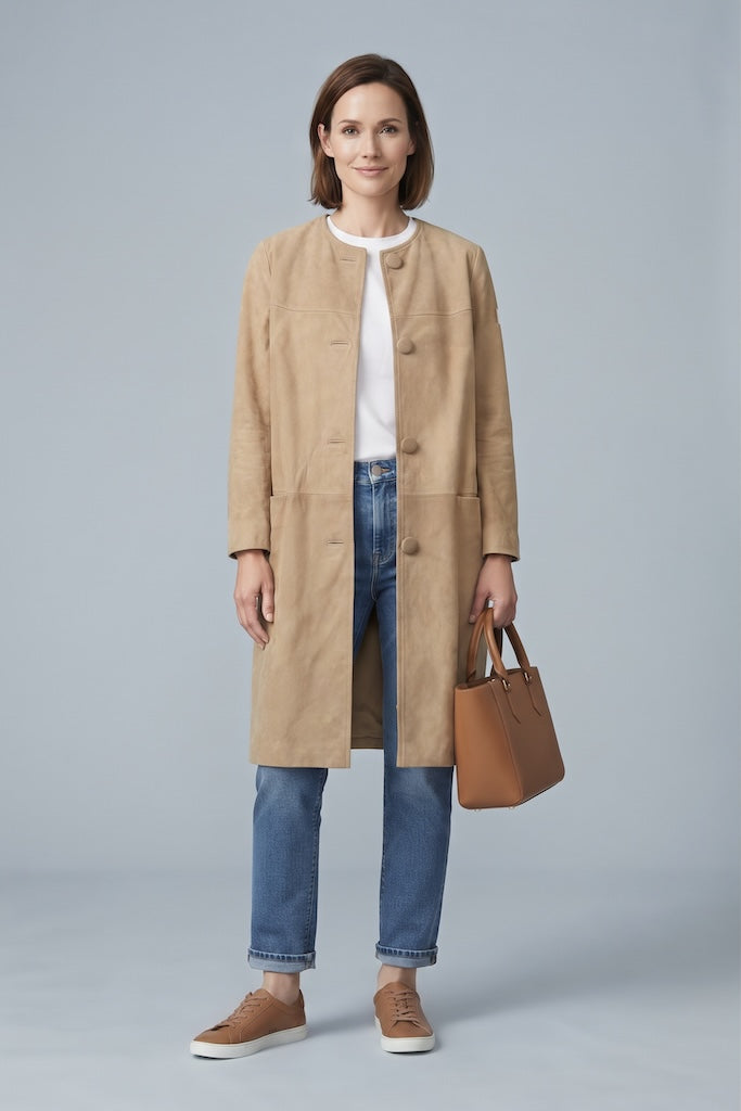 Vintage Chamois Suede Car Coat-Vintage Outerwear-ThisBlueBird