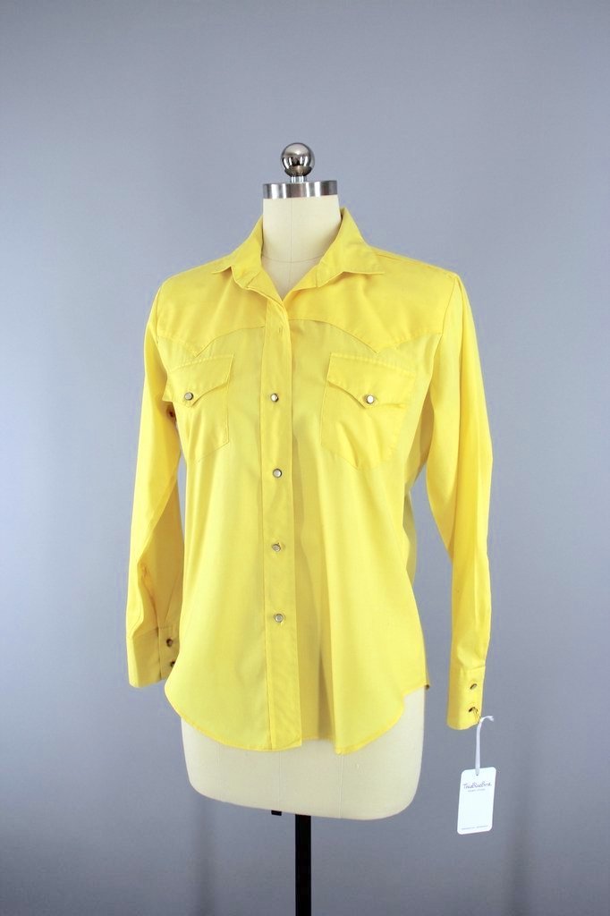 Vintage Cos Cob Yellow Western Shirt-ThisBlueBird
