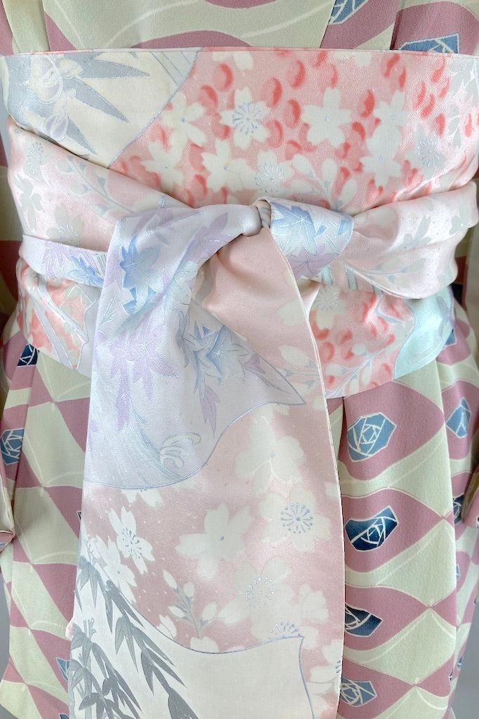 Vintage Deco Rose Silk Kimono-ThisBlueBird