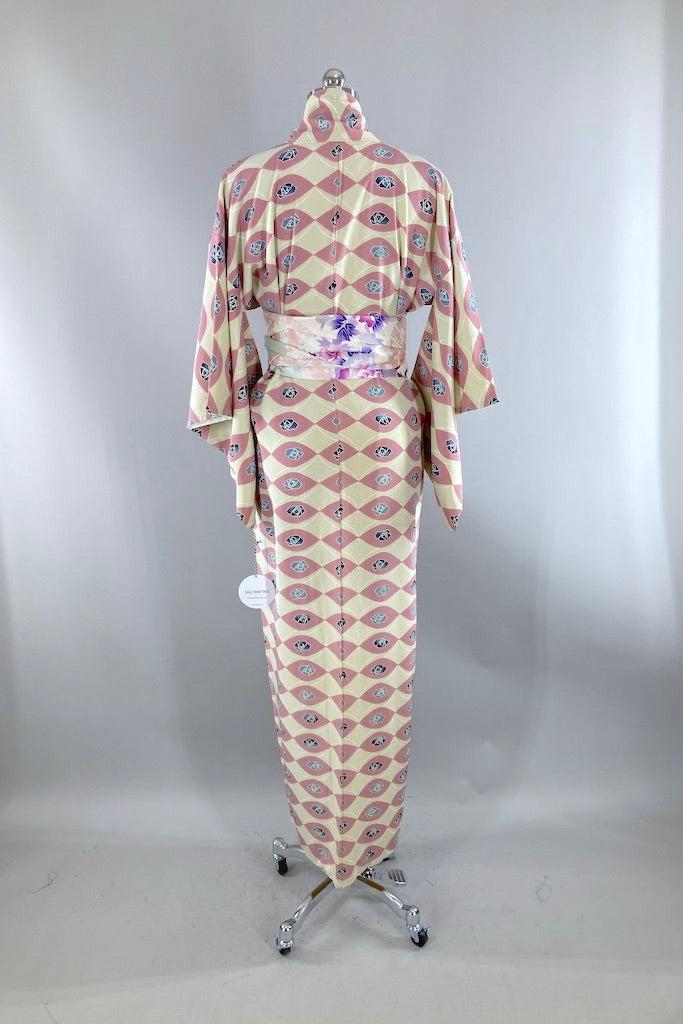 Vintage Deco Rose Silk Kimono-ThisBlueBird