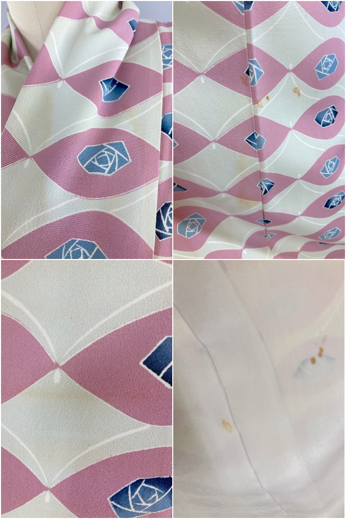 Vintage Deco Rose Silk Kimono-ThisBlueBird