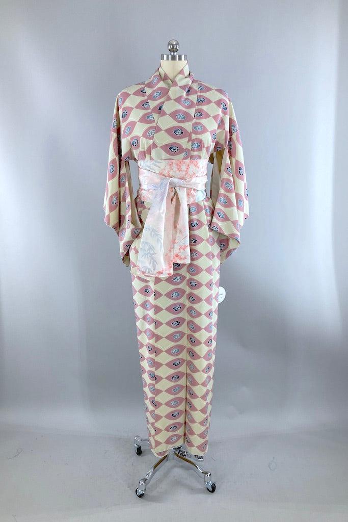 Vintage Deco Rose Silk Kimono-ThisBlueBird