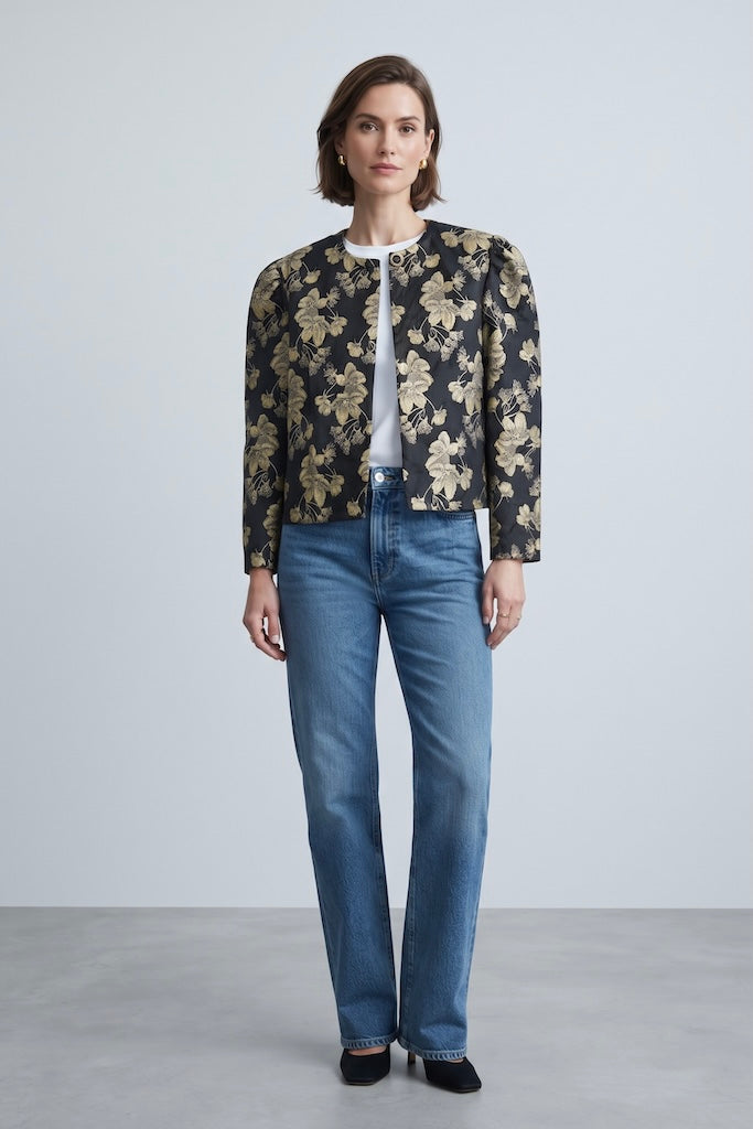 Vintage Gold Floral 80s Jacket-ThisBlueBird