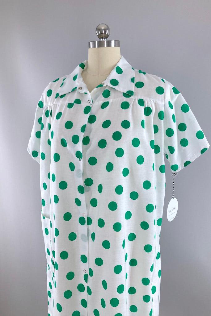 Vintage Green Polka Dot Lounge Dress-ThisBlueBird