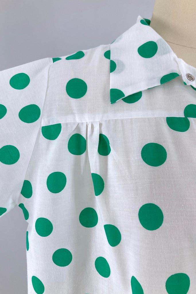 Vintage Green Polka Dot Lounge Dress-ThisBlueBird