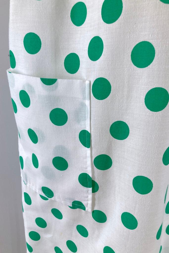 Vintage Green Polka Dot Lounge Dress-ThisBlueBird