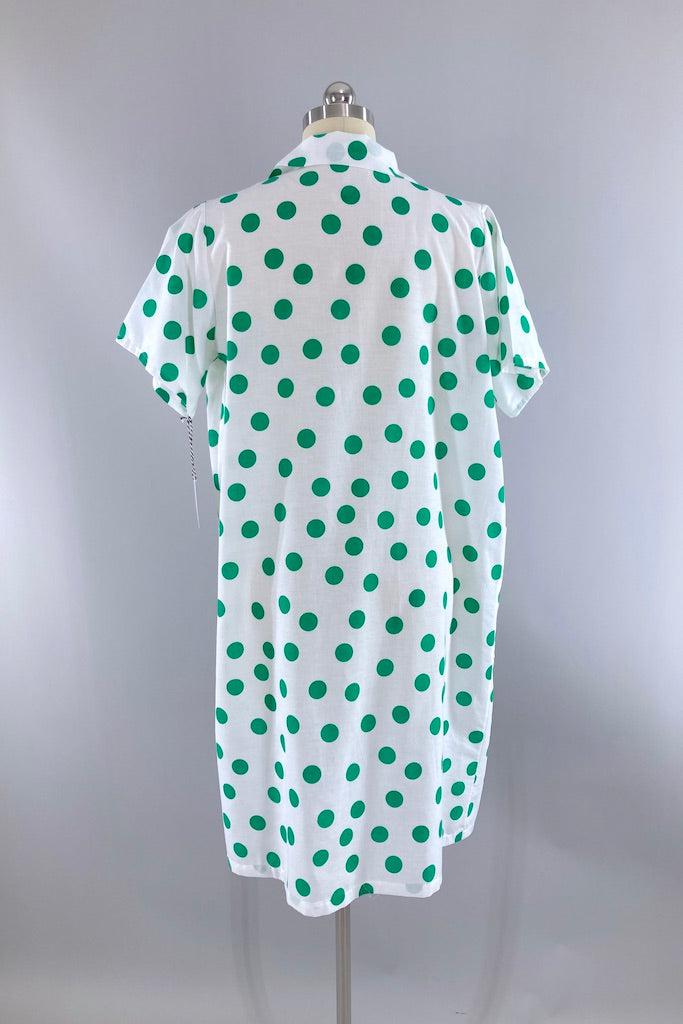 Vintage Green Polka Dot Lounge Dress-ThisBlueBird