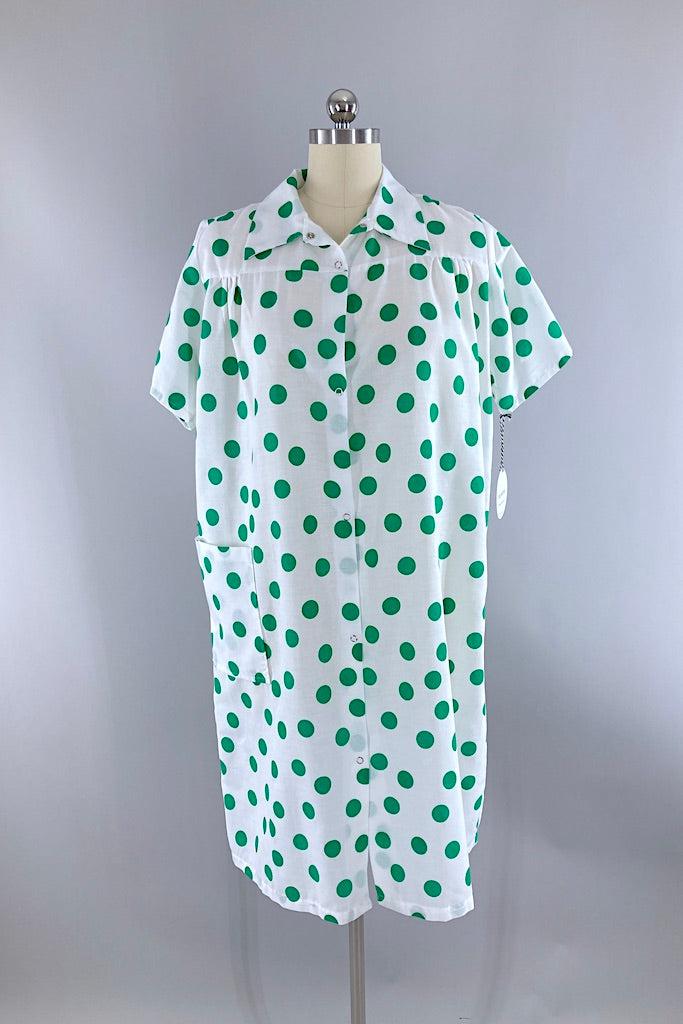 Vintage Green Polka Dot Lounge Dress-ThisBlueBird
