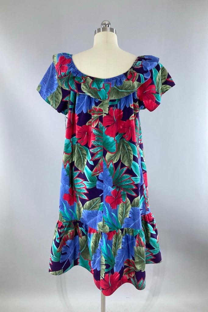blue embroidered dress asos Poipu Blue Maxi Hawaiian Dress with Orchid Floral Print