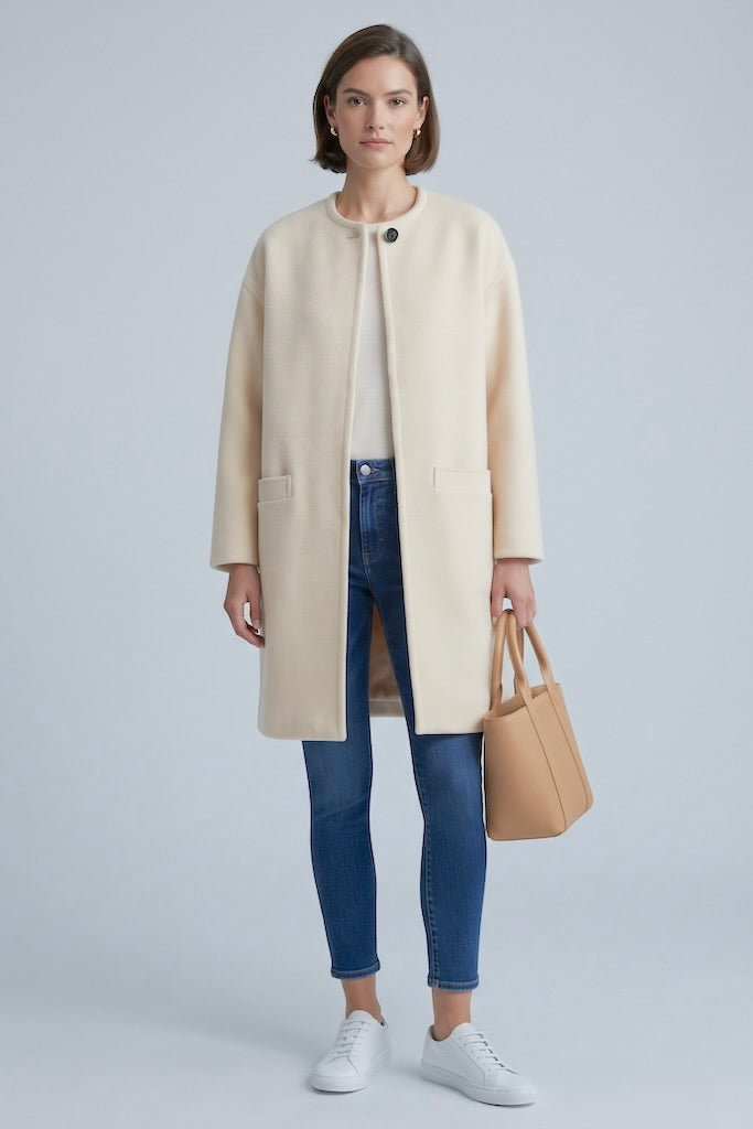 Vintage Ivory Duster Coat-ThisBlueBird