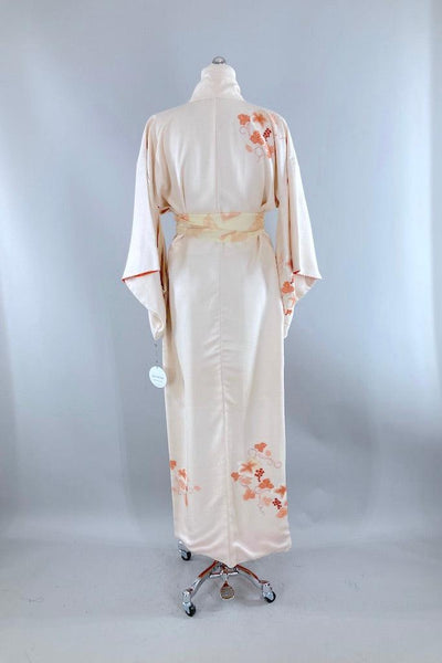 Vintage Ivory Grapevine Silk Kimono-ThisBlueBird