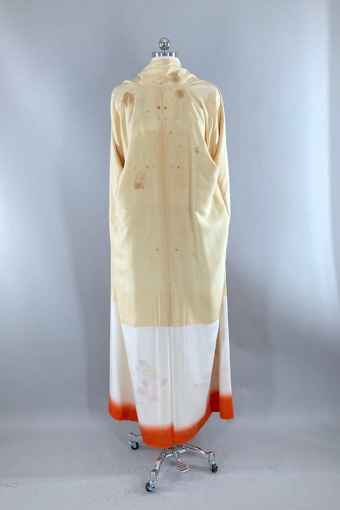 Vintage Ivory Grapevine Silk Kimono-ThisBlueBird