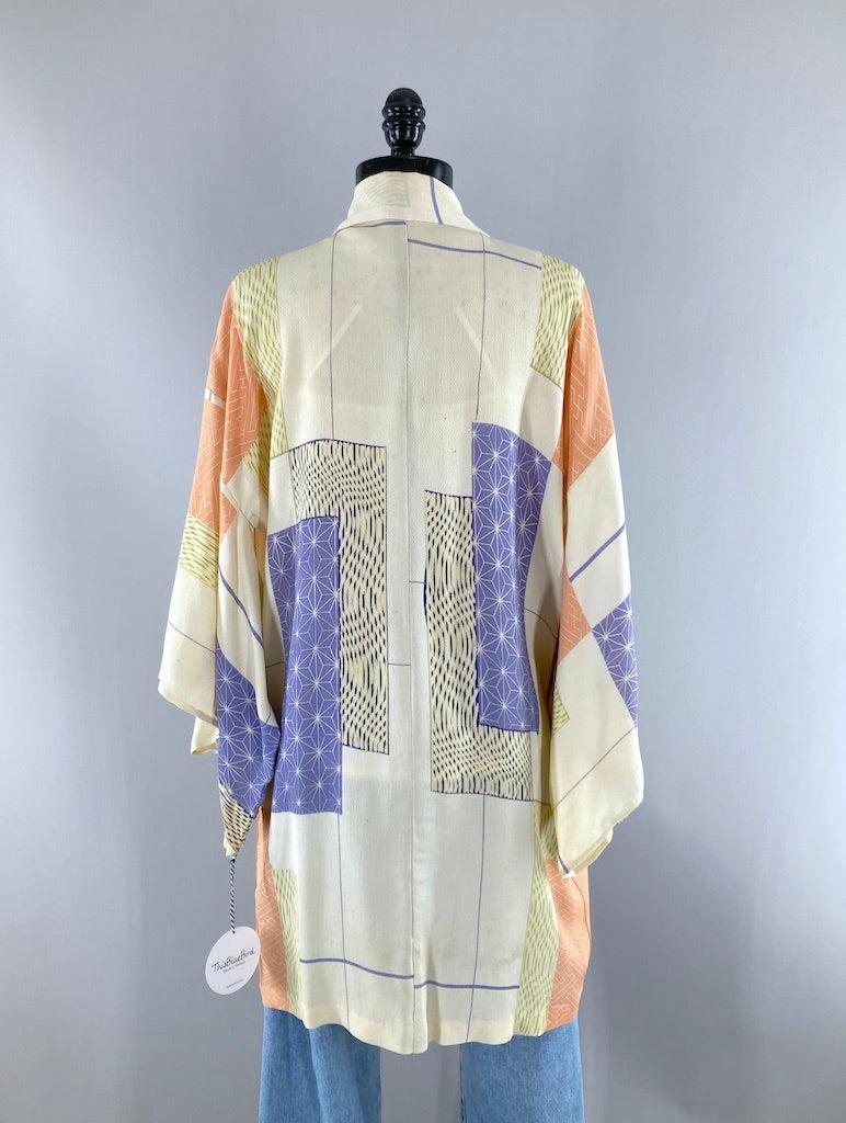 Vintage Ivory Summer Silk Kimono Cardigan-ThisBlueBird