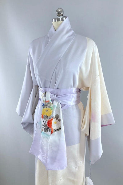Vintage Lavender Peacock Kimono-ThisBlueBird