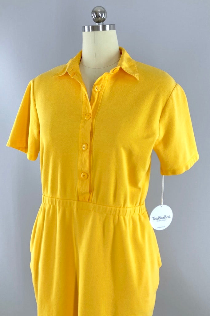 Vintage Liz Claiborne Yellow Knit Dress-ThisBlueBird