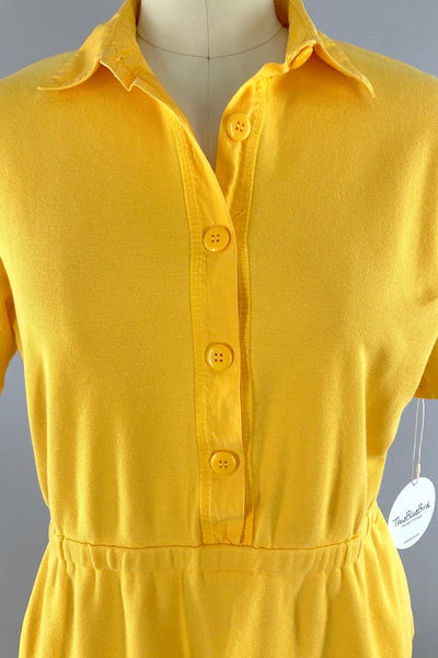 Vintage Liz Claiborne Yellow Knit Dress-ThisBlueBird